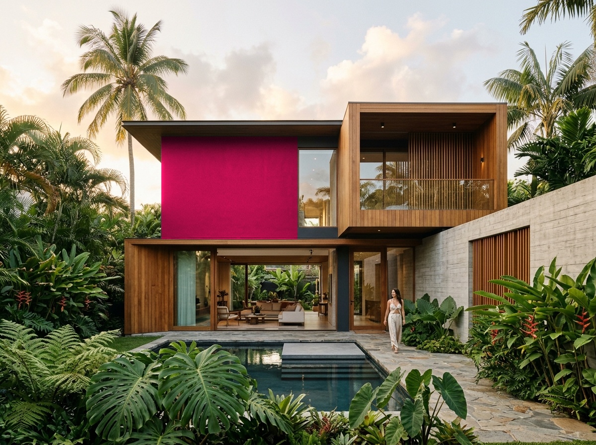 Espacio arquitectónico con muro en tono Verde Lima Selva