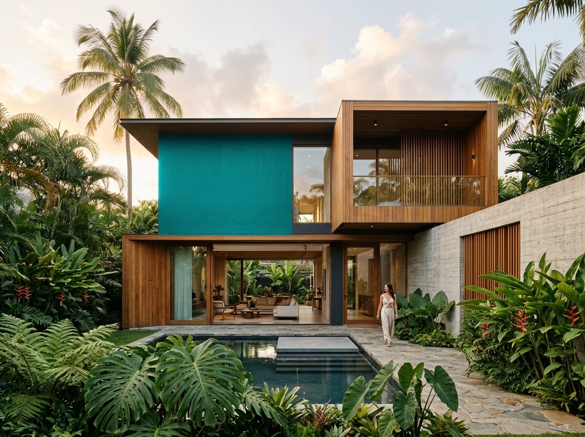 Espacio arquitectónico con muro en tono Verde Lima Selva